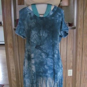 L-Love  Ladies Cut-out shoulder tie dye top with f